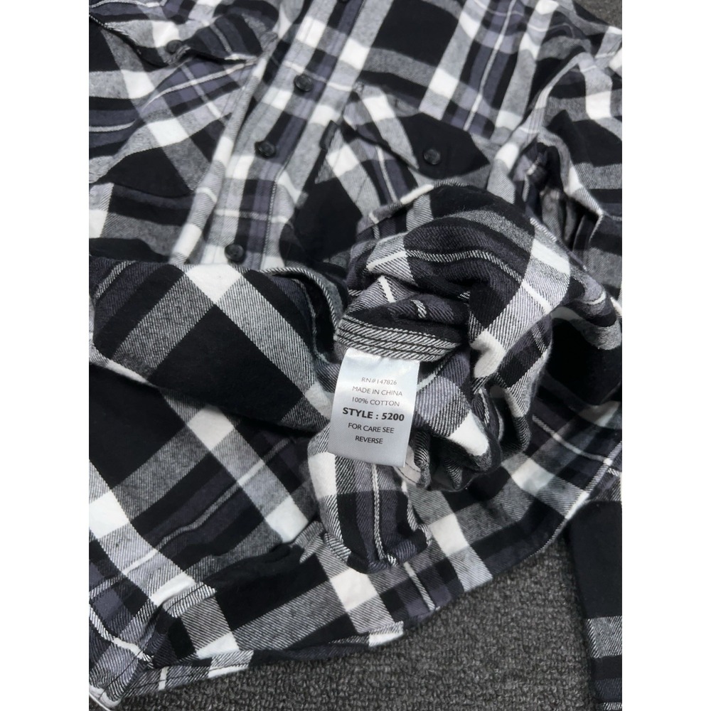 Vintage Five Brother Flannel Shirt Large Tall Black Plaid Heavyweight Sanforized - Picture 5 of 7